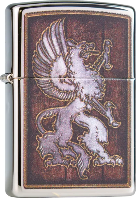 Zippo Original lighter Regular/Polished Chrome Medieval Design /Gift Case