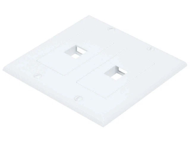 2-Gang Wall Plate - 2 Hole White For Keystone, Home Theater Interconnects