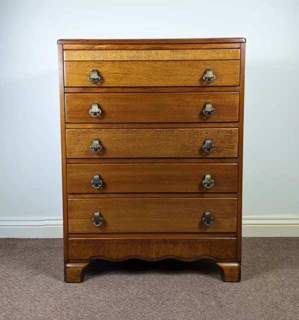 Vintage Chest of Drawers by Harris Lebus of London Mid Century Oak Tallboy