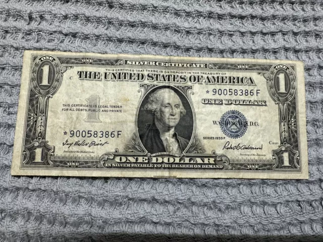 Series 1935F $1 One Dollar Silver Certificate Blue Seal - Star Note!