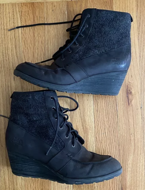 The North Face Bridgeton Lace-Up Black Dress Wedge Boots ~ Women’s Size 9.5