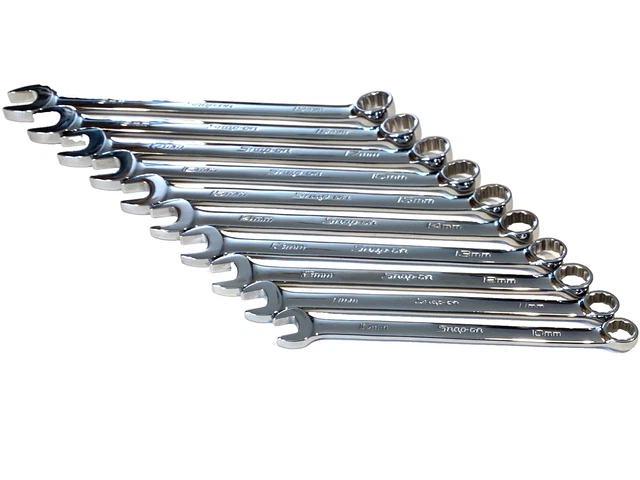 SNAP ON TOOLS OEXM710B 10 Piece Metric Flank Drive Combination Wrench ...