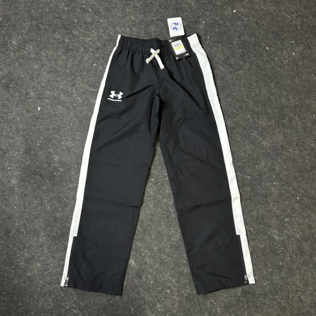 Under Armour Boy's Woven Track Pants, Youth Medium, Black White