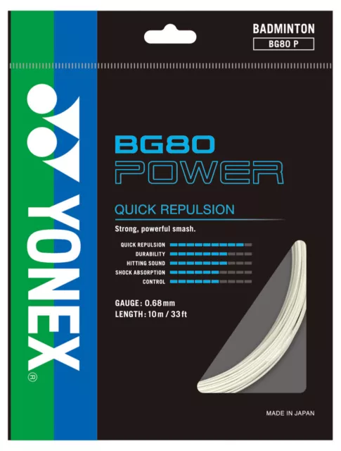 Yonex BG80 Power 0.68mm Badminton Strings Set