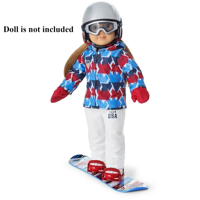 American Girl Team USA Snowboarding Set for 18" Doll ~Coat Snowboard Helmet+ NIB 2