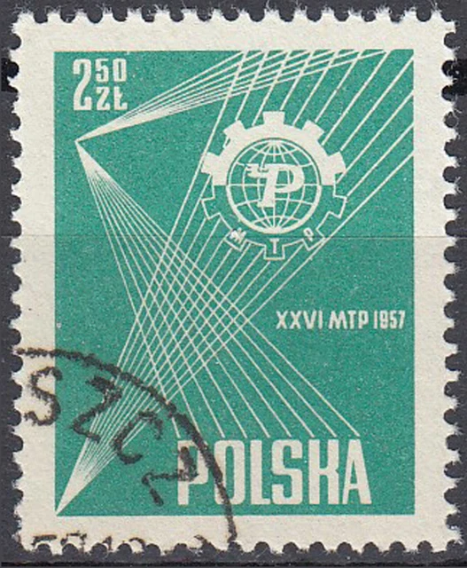 Polen gestempelt Zahnrad Weltkugel Globus Gedenken Jahrgang 1957  / 1041