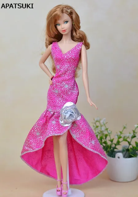 Pink Fashion Long Evening Dress For 11.5" Doll Clothes Party Dress For 1/6 BJD