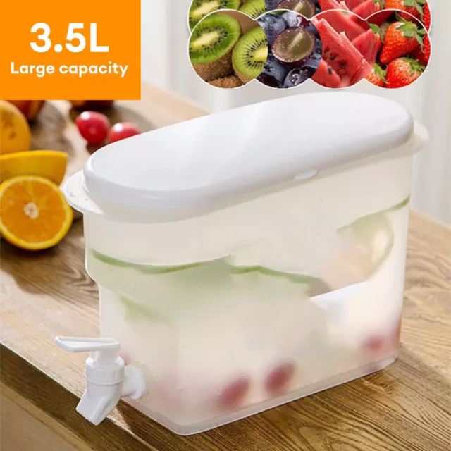 1pc Plastic Beverage Dispenser With Spigot, 1 Gallon 3.5 Liters Container,  Cold Kettle With Faucet In Refrigerator, Fruit Teapot, Lemonade Bottle-clear