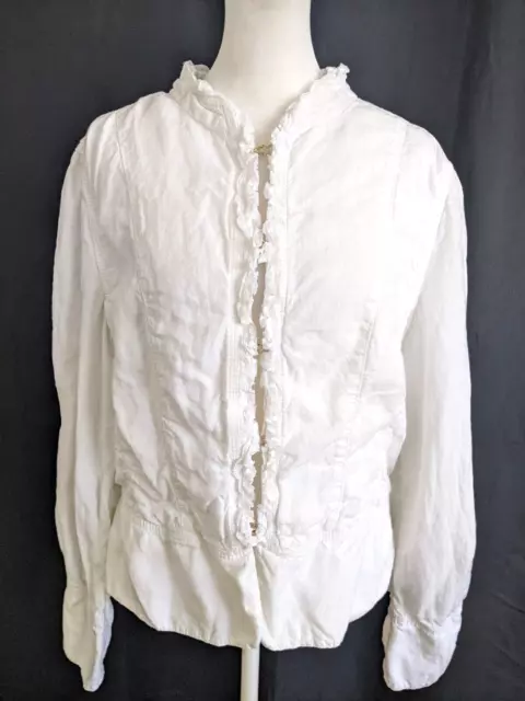 Escada Sport Linen Jacket 42 Large White Lightweight Long Sleeve Classic Italy