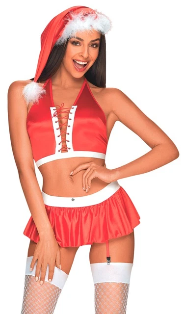 Set Natalizio Travestimento babba Natale X-Mas Rosso Cappello con pon pon calze