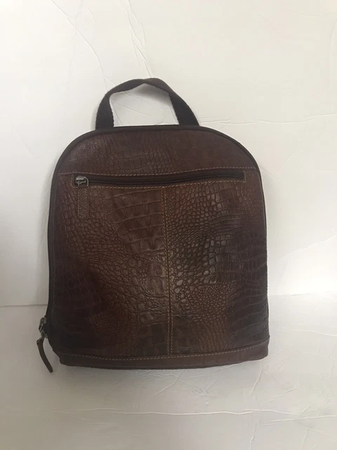 Jack Georges Hornback Croco Leather Convertible Crossbody Backpack Brown