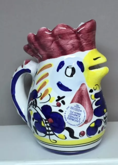 SAMBUCO Rooster Creamer HAND PAINTED ( NEW ) from ITALY