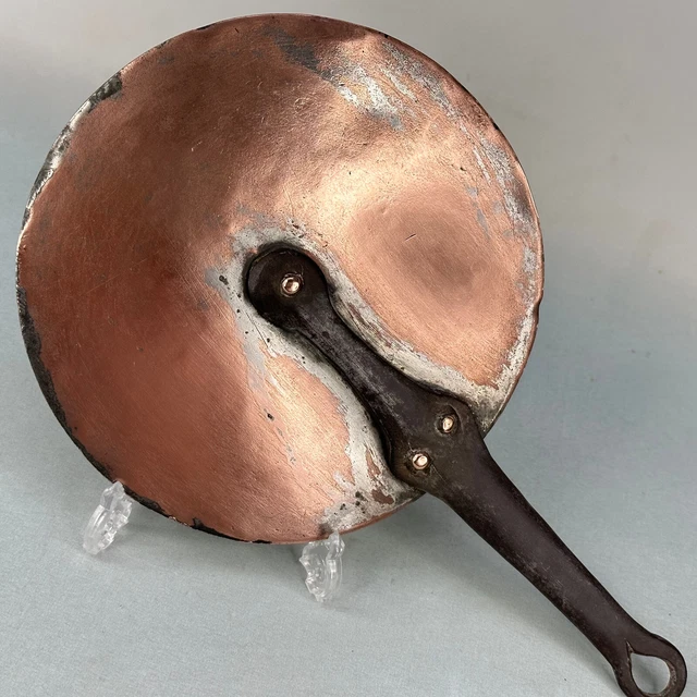 Antique French Traditional Kitchen Cooking Copper Pan Lid With Cast Iron Handle Antique French Traditional Kitchen Cooking Copper Pan Lid With Cast Iron Handle