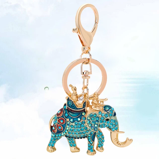 Elephant Key Charm Rhinestone Elephant Keychain Keychains Car Keys Accessories 12