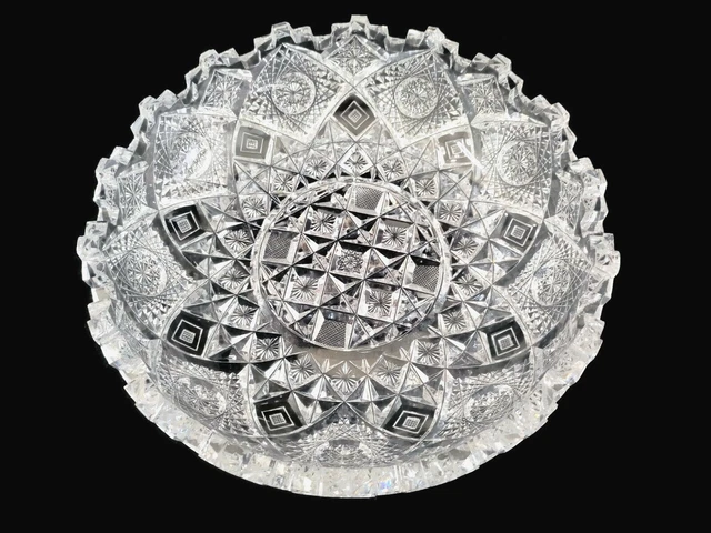 T B Clark Signed Prima Donna 9 inch Shallow Bowl, American Brilliant Period Cut T B Clark Signed Prima Donna 9 inch Shallow Bowl, American Brilliant Period Cut