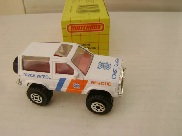 1989 MATCHBOX SUPERFAST MB39 Coast Schutz Strand Patrol Ford Bronco II New