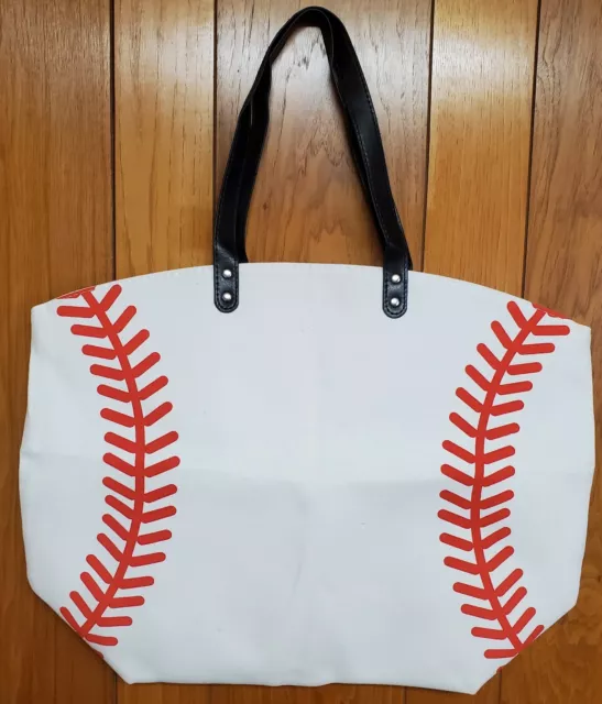WHOLESALE LOT OF 10 Baseball Canvas Tote Bag 21 Inch Shoulder Baseball Mom Bag
