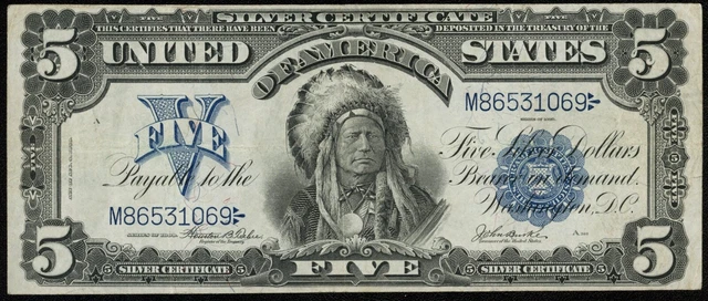 1899 $5 Five Dollar Indian Chief Silver Certificate Note Fr#278