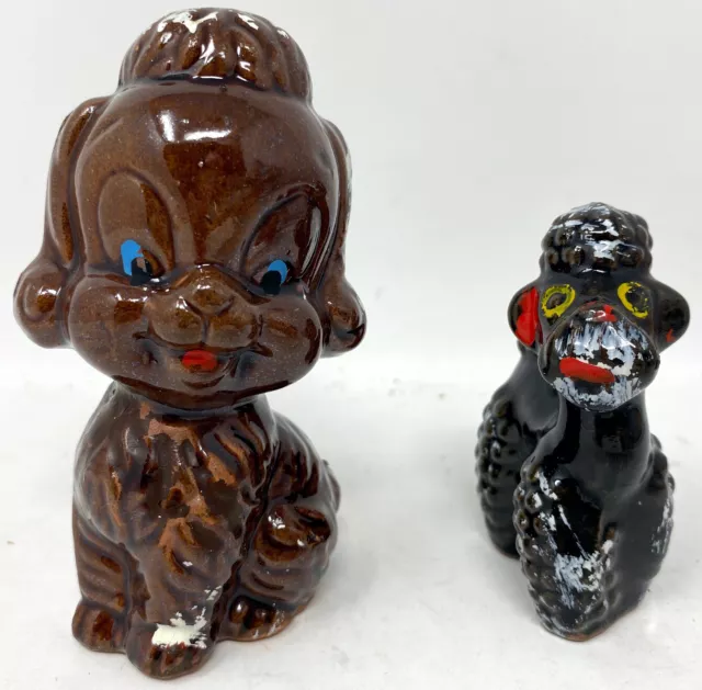 Vintage 1930s Lot Of (2) Dog Figurine Porcelain Japan Handpainted #1