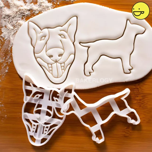 Set of 2 English Bull Terrier cookie cutters | dog face birthday biscuit treats