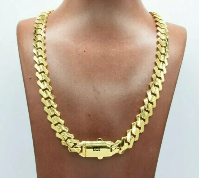 12mm Miami Cuban Royal Edge Link Box Lock Chain Necklace Real 10K Yellow Gold