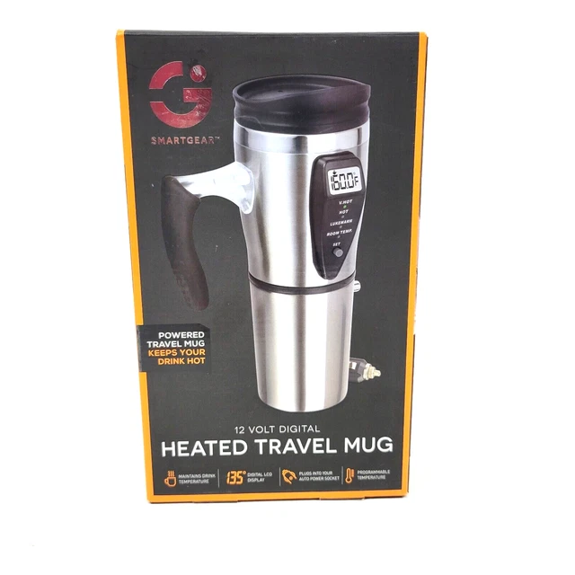Smart Gear 12 Volt Digital Heated Stainless Steel Insulated Travel Mug NEW