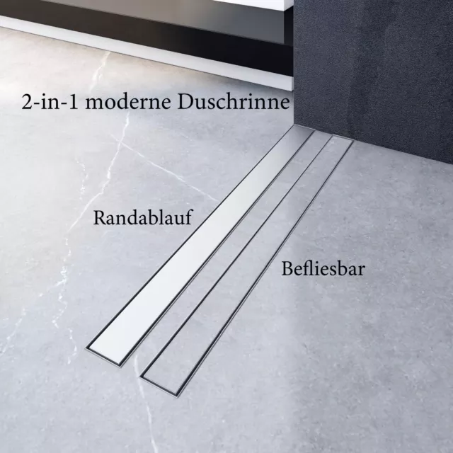 AICA Duschrinne Edelstahl Bodenablauf Ablaufrinne 2in1 Befliesbar & Randablauf