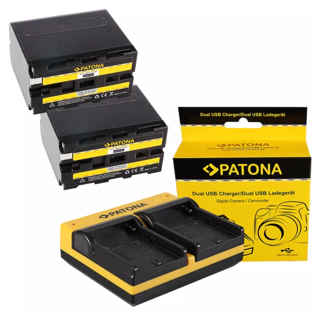 2x Batería Patona+Cargador USB Doble para Sony HVR-HD1000E, HVR-HD1000U