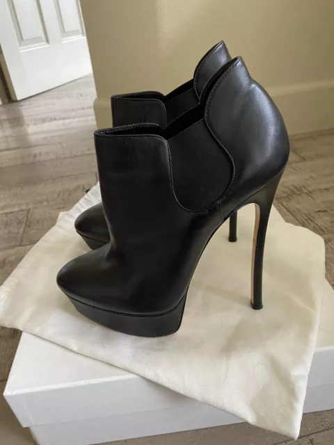 Casadei Black Leather Ankle Boots Size 39