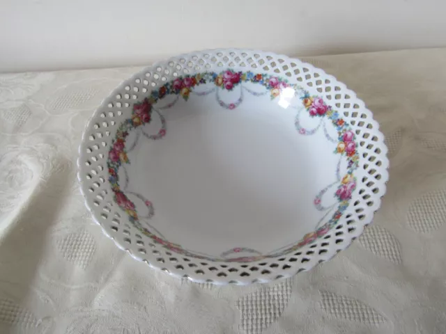 Vintage Retro West German Porcelain Cut out Floral Swags Decorative Bowl Dish