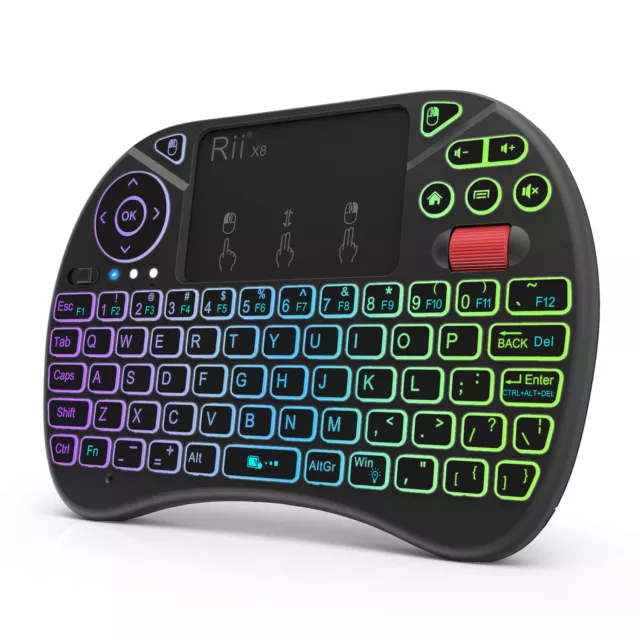 Rainbow RGB Backlit Mini Wireless Keyboard Rii X8 Controller for HTPC TV BOX 2