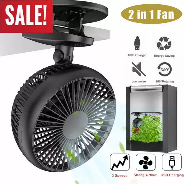 Mini Grow Ventilator mit Clip Klemme + Standfuß Clipventilator für Grow Zelt Box