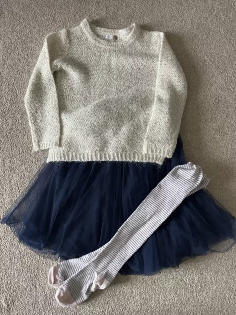 Autograph Girls Party Skirt, Tights & John Lewis Sparkle Jumper 5-6 Years