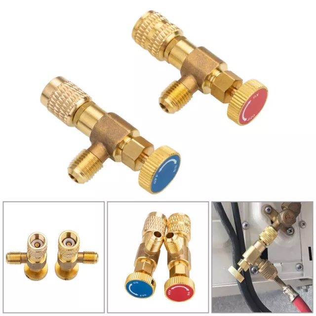 Copper Air Conditioning Charging Adapter For R22/R410A 1/4" Safety Valve SET UK