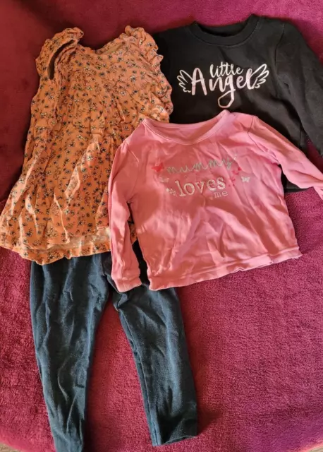 Baby Girls Clothing Bundle 4 Items Age 9-12 Months - Dress - Legging - Jumper