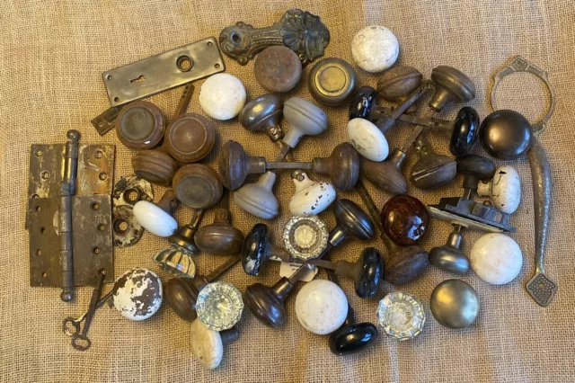 Antique Door Knobs Plates lot 50 Rusty Steel Brass Porcelain Door Knobs AS IS