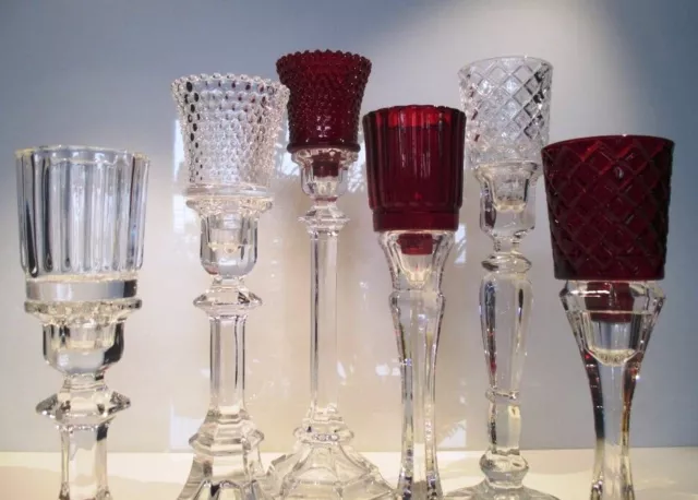 Kerzenglas Glasaufsatz Kerzenglas Teelichtaufsatz für Kerzenleuchter klar / rot