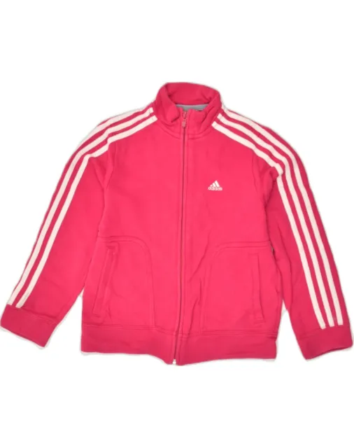 ADIDAS Girls Tracksuit Top Jacket 9-10 Years Pink Cotton VT12