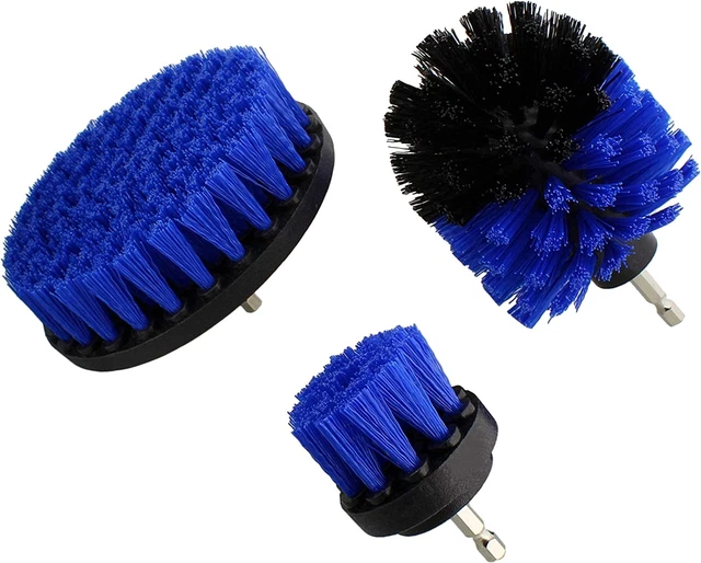 ABN Blue Power Scrubber Drill Brush Set for 1/4In Drive - 3 Piece Medium Bristle
