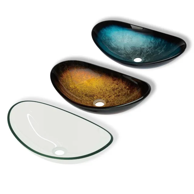 Glaswaschbecken Waschschale Aufsatzwaschbecken Waschtisch Handwaschbecke Oval