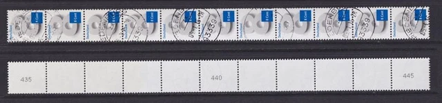 Bund 3188 RM 11er Streifen u-g-u Nummer 8 Cent gestempelt mit Gummi