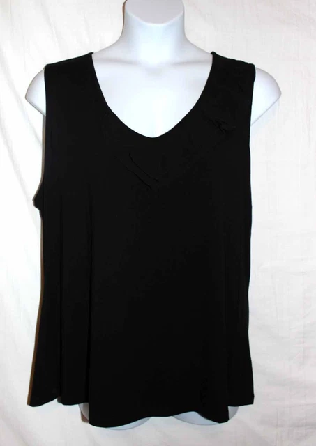 Nwt ELENA SOLANO Tunic Top Plus 3X SMALL Black Asymmetric Neck No Slv Shell Tank