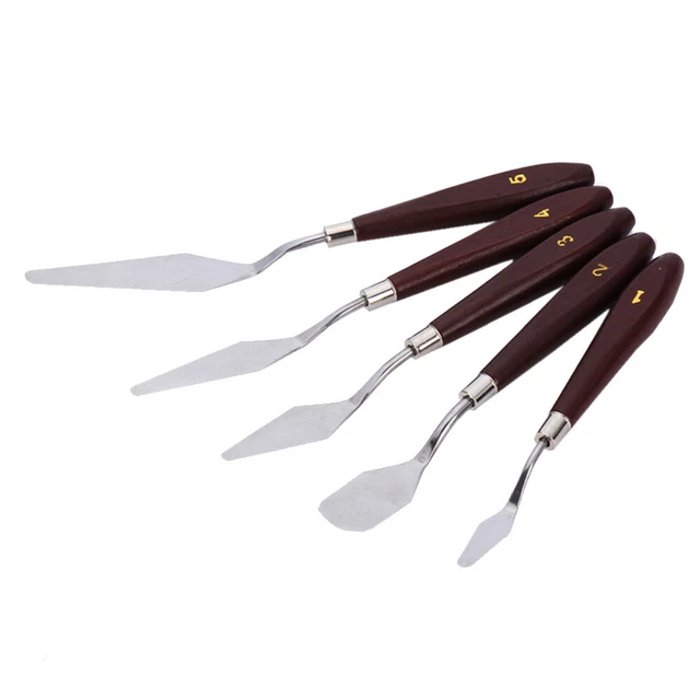 Juego de cuchillos de pintura de 5 piezas tipo acero inoxidable cuchillo espátula raspador mezclador