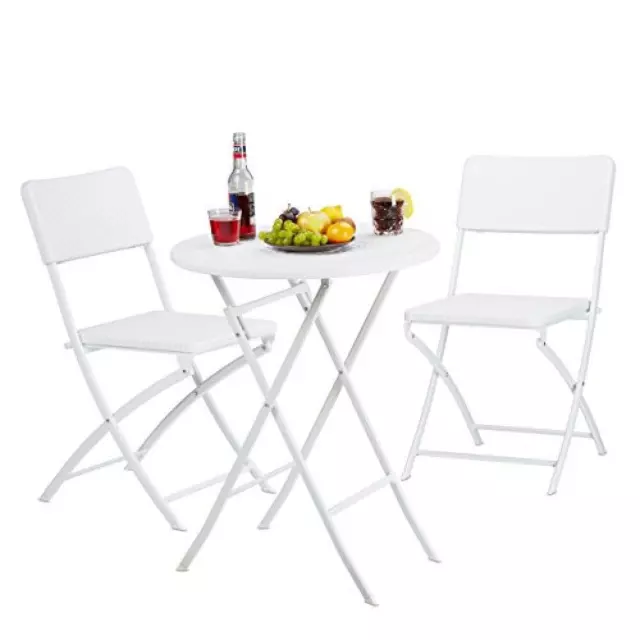 (TG. 60x60x75.5 cm) Relaxdays 10020758_49 Set Tavolo e Sedie da Campeggio BASTIA