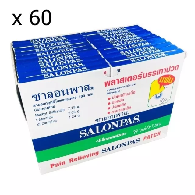 60 Pièces Salonpas Courbatures Patch Soulagement de La Douleur Pansements