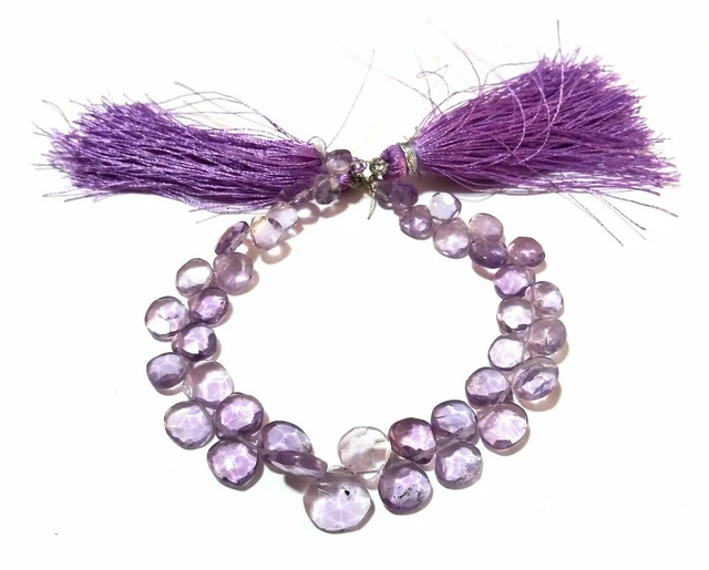 1 Strand Natural Pink Amethyst Heart Faceted 7-8mm Pink Amethyst Beads 7"inch