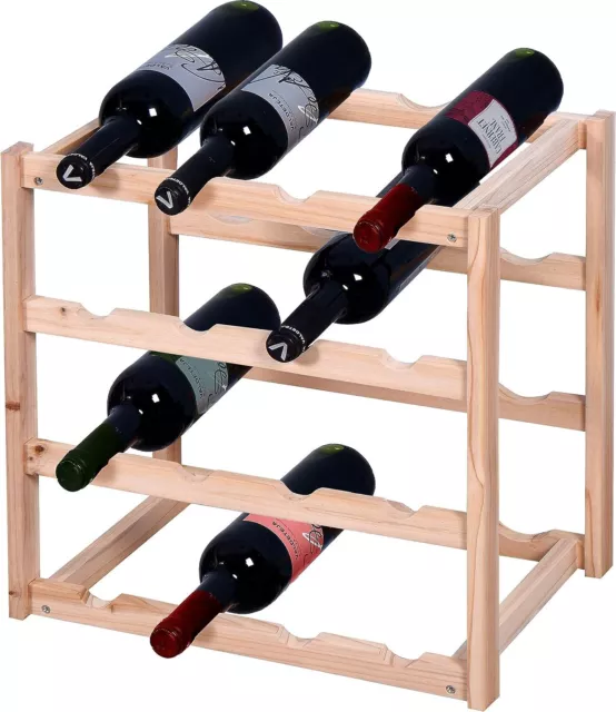 Knight 4 Tier Stylish Wooden Wine Rack Holder,Free Standing Wine Bottles Display