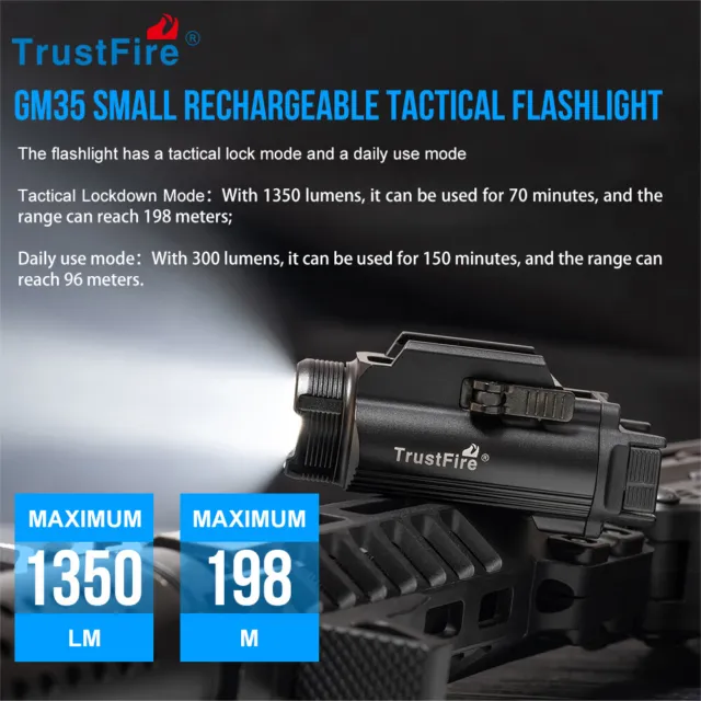 1350LM Arma táctica Pistola Luz LED Pistola Linterna montada en riel Picatinny 3