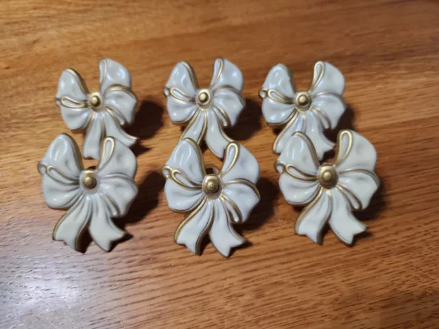 14 Pieces Vintage Metal Bows & Flowers Push Pins Curtain Tie Tacks