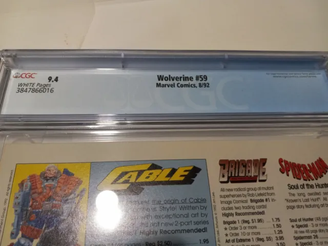 Wolverine #59 1992 CGC 9.4 WHITE pgs Marvel Jubilee RARE High Grade FRESH Slab 4